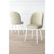 Hanah Home set trpezarijskih stolica Bika 6 kom, krem tkanina Babyface, bele drvene noge