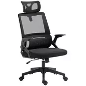 Homestar Pisarna stol nastavljiv ergonomski z naslonom za glavo in naslonjali za roke 58x61x102 cm črna