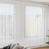 Cipkasta zavjesa sa zavjesama Bijelo 300 x 600 cm Poliester