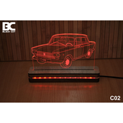 Black Cut 3D Lampa Crvena