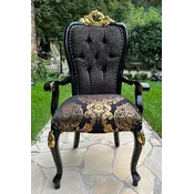 Casa Padrino luxury baroque dining room chair with armrests black/gold - Luxury dining room furniture in baroque style - Magnificent baroque furniture - Baroque interior