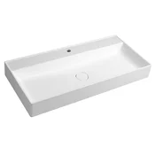 TWIG washbasin including drain cover 100x47cm, cultured marble, white - Bela - 100x47 cm - Sapho - 24 - Liti marmor - Pravokotnik - 1000 - 470 - 14