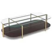 Casa Padrino luxury coffee table dark brown/brass 155 x 75 x H. 35 cm - Living room table with glass top - Living room furniture - Hotel furniture - Luxury furniture - Luxury furnishings