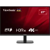 VIEWSONIC Monitor 27 VA2708-4K-HD, 3840 x 2160, 4K UHD, IPS, 4ms, 60 Hz, 2 x HDMI, DP, HDR10, Crni