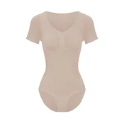 cfab Oblikovanje postave T-Shirt Bodysuit Sculpting Shapewear mit Slip bež