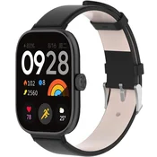 GS Usnjen pašček za Xiaomi Redmi Watch 4/Xiaomi Smart Band 8 Pro/Xiaomi Smart Band 9 Pro, črne barve