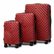 Set kofera 3u1 u tamno crvenoj boji - Chevron dezen