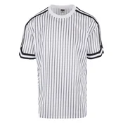 Mens Oversized Striped Mesh Tee T-Shirt - white/black