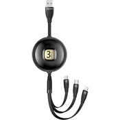 USAMS USAMS 3V1 1M KABEL ZA LIGHTNING MICROUSB USB-C ČRN ZA TELEFON, (21980463)