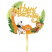 Topper za torto Živalice Happy Birthday, 1 kos