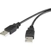 Renkforce USB 2.0 priključni kabel [1x USB 2.0 vtič A - 1x USB 2.0 vtič A] 1 m črni, pozlačeni kontakti renkforce