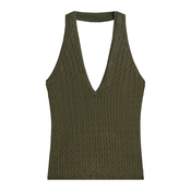 Bershka Top z naramnicami temno zelena