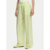 Tommy Jeans Hlače iz tkanine DW0DW22285 Svetlo zelena Loose Fit