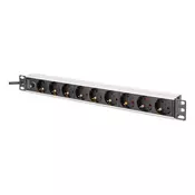 Digitus DN-95437 električni razdelilnik (PDU) 9 vtičnica(-e) AC 1U Črna, Srebrna