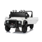 Beneo Elektrické autíčko Land Rover Defender 110 SVX 12V, biele, 4X4 pohon, LED svetlá, predné aj zadné odpruženie kolies, 2.4 GHz diaľkové ovládanie, USB/Aux Vstup, Bluetooth, Lítiová batéria, 4 X 25W moto
