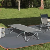 vidaXL Zložljiva kamp postelja Siva Aluminij Velik Zložljivo