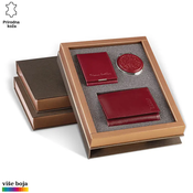 Princ Leather Ženski poklon set, Futrola za kartice novcanik i ogledalce, Bordo