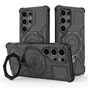 Hibridni ovitek Carbon Shield Pro za Samsung Galaxy S25 Ultra - black