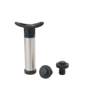 Eva Ročna vakumska črpalka za vino + 2 zamaška/črn/inox, pvc