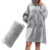 Pulover & odeja s kapuco 4v1 – svetlo siva XXL - Froster - Home warming - Božič - Birma