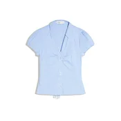Bershka Bluza svetlo modra / črna / bela