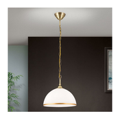 ORION Stara lampa viseca svjetiljka s lancanim ovjesom, 1 žarulja - Dnevni boravak/blagovaonica - Anticki - starinski mesing, mat opal, mat zlato - Staklo