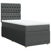 Vidaxl Box spring postelja z vzmetnico temno siva 80x200 cm blago