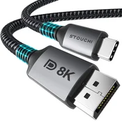 Stouchi USB-C na DisplayPort 1.4 kabel – 2 m, 8K@60Hz, 4K@144Hz, HDR10, VESA certificiran, Thunderbolt 3 združljiv