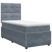 vidaXL Postelja boxspring z vzmetnico Temno siva 80 x 200 cm Žamet