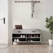 Vidaxl vidaXL Klop s prostorom za čevlje, siv hrast sonoma, 102x35x55 cm