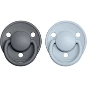 BIBS De Lux Natural Rubber 1 duda Iron/Baby Blue 2 kos