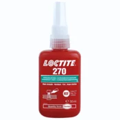 Loctite 270 50 ml zeleno lepilo za pritrjevanje kovinskih navojev, visoka trdnost, preprečuje rahljanje povezav zaradi vibracij, za trajno varnost, deluje na vseh kovinah, odobreno s strani P1 NSF