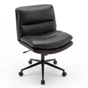 Northix Ergonomski pisarniški stol PU usnje črn brez rokonosilcev