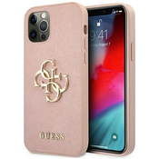 Guess GUHCP12MSA4GGPI iPhone 12/12 Pro 6,1 pink hardcase Saffiano 4G Metal Logo (GUHCP12MSA4GGPI)
