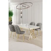 Hanah Home Set Trpezarijski sto i 4 stolice Rigel, Sivo-beli
