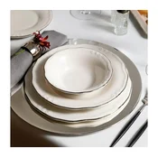 24-delni jedilni set, bel/srebrn, iz porcelana