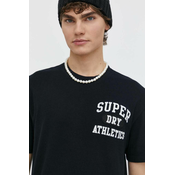 Bombažna kratka majica Superdry moški, črna barva