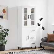 Vidaxl Visoka omara bela 69,5x34x180 cm inženirski les