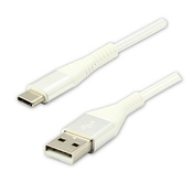 Logo USB kabel (2.0), USB A muški - USB C muški, 2m, 480 Mb/s, 5V/3A, bijeli, kutija, najlonska pletenica, aluminijski poklopac konektora