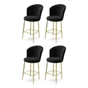 Hanah Home Set barskih stolica Fora, 4 komada, Crno-zlatni