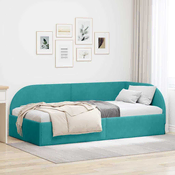 vidaXL Kotna postelja z vzglavjem Turkizna 80 cm x 200 cm blago