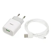 power IBOX C-41 USB napajalnik, 2A, 1x USB, MicroUSB kabel, bel