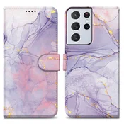 Cadorabo CADORABO Ohišje, združljiv s Samsungom - Design Pink Purple Marmor št. 5 - Zaščitni pokrov z magnetnim zapiranjem, funkcijo stojala in režo za kartico, (20553465)
