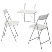 IKEA Sto za zid i 2 sklop.stolice TORPARÖ, spolj, bela/bela/siva, 50 cmPrikaži specifikacije mera