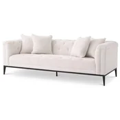 Casa Padrino luxury Chesterfield sofa with 4 pillows white/gunmetal 231 x 97 x H. 75 cm - Living room sofa - Hotel sofa - Living room furniture - Chesterfield furniture - Luxury furniture