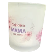 Steklena mat skodelica - Najboljša mama na svetu (nežen cvetlični motiv)