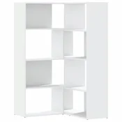 Vidaxl Kotna knjižna omara 4-nadstropna bela 85x85x140 cm