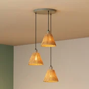OSRAM viseča svetilka Decor Raffia, 3-delna okrogla, rafia, naravna - Dnevna soba/jedilnica - Podeželska hiša/Rustikalna - svetlo rjava, zelena - Razno
