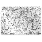 Decormat Podloga za stol parket Doodle -style mačke 140x100 cm 2 cm