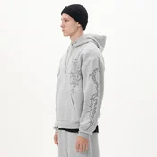 Cropp - Dukserica sa kapuljacom i printom - light grey